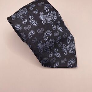 Santoni Charcoal and Blue Paisley Tie